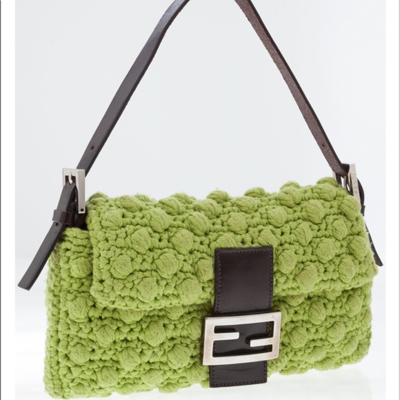 Fendi Handbags - Fendi Small Knit Baguette Bag In Lime Green